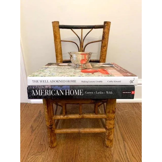 Traditional Rattan Tortoise Burnt Bamboo Chair/Plant Stand For Sale - Image 3 of 10