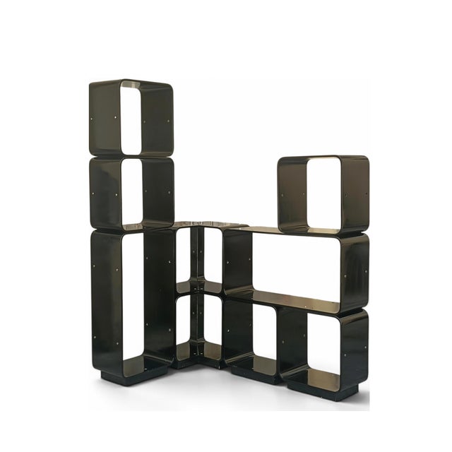 1970s Black Modular Corner Bookcase by Carlo de Carli for Fiarm, Italy, 1970s For Sale - Image 5 of 8