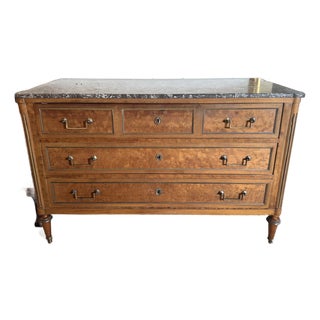 19th C Antique French Directoire Louis XVI Style Walnut Commode For Sale