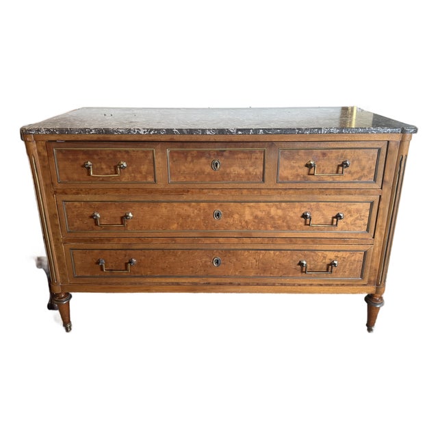 19th C Antique French Directoire Louis XVI Style Walnut Commode For Sale