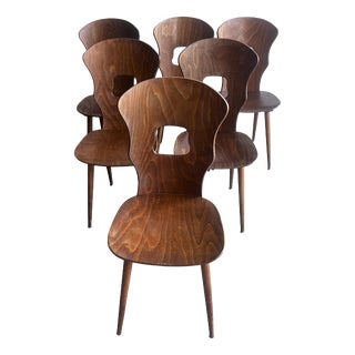 Plywood Dining Chairs from Baumann, France, 1950s, Set of 6 For Sale