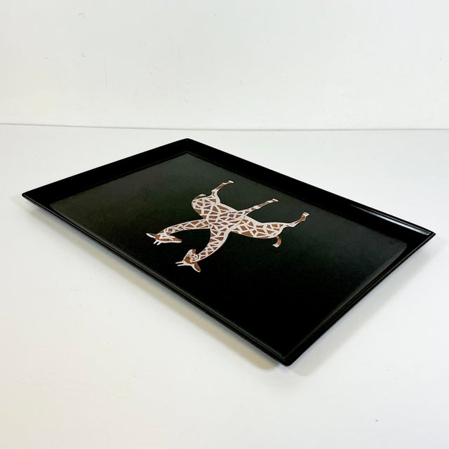 1970s Mid-Century Hollywood Regency Boho Chic Safari Couroc Giraffe Tray, Extra Large. For Sale - Image 13 of 18