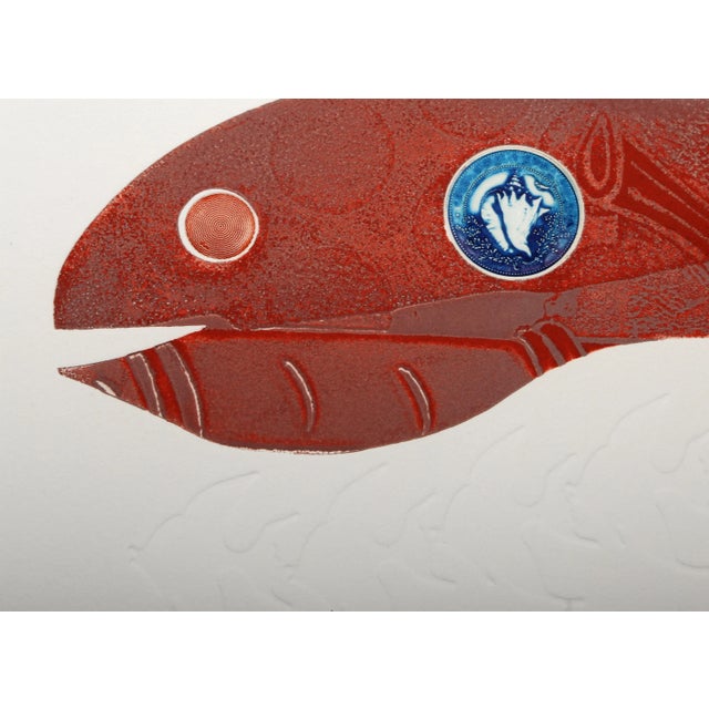 Red Fish, Martin Barooshian Intaglio Aquatint Etching, Signed and Numbered in Pencil For Sale - Image 4 of 5
