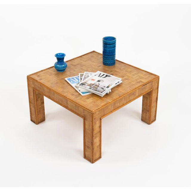Mid-Century Modern Bamboo and Rattan Coffee Table, Italy, 1970s For Sale - Image 6 of 10