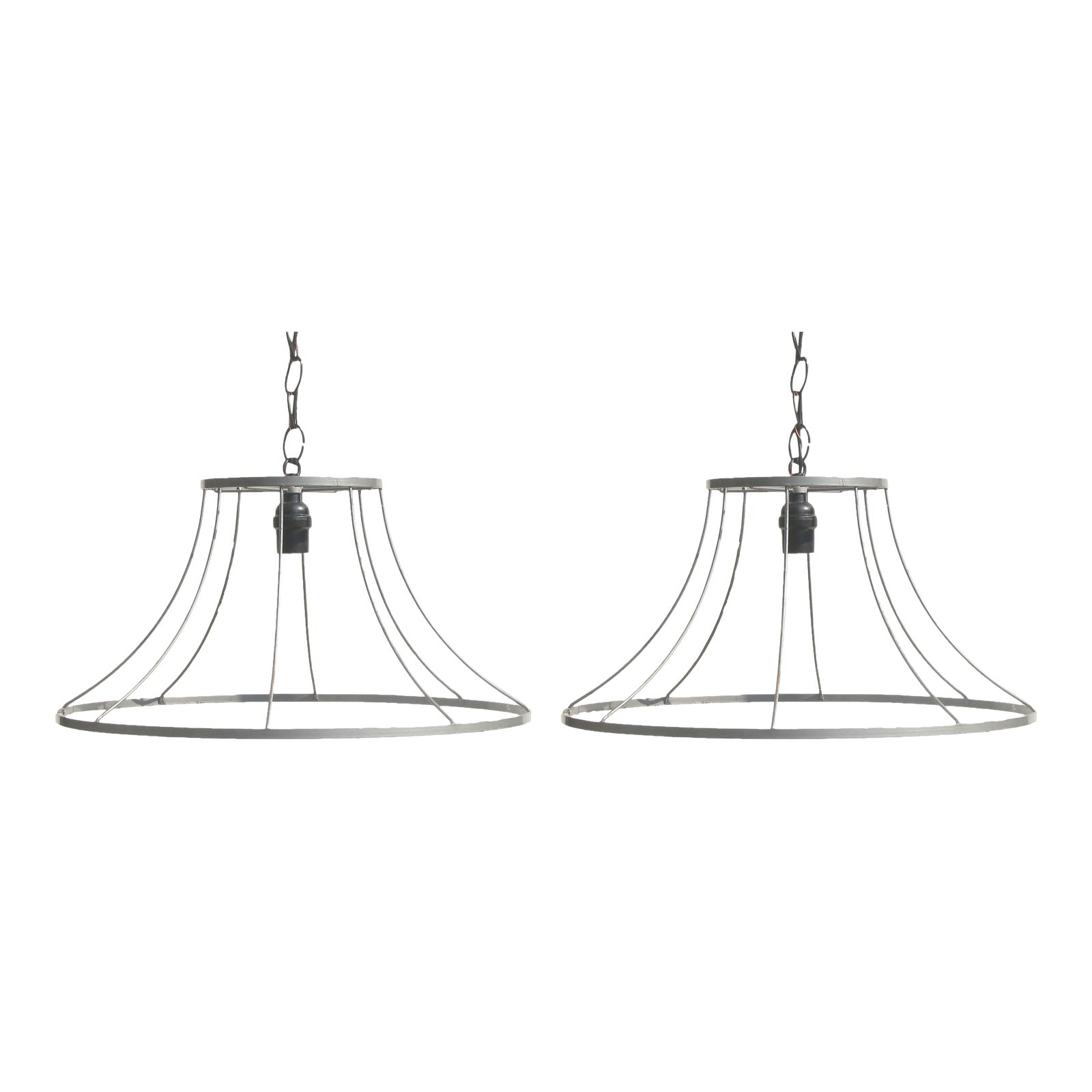Large Wire Lampshade Frame Lights, Pair Chairish