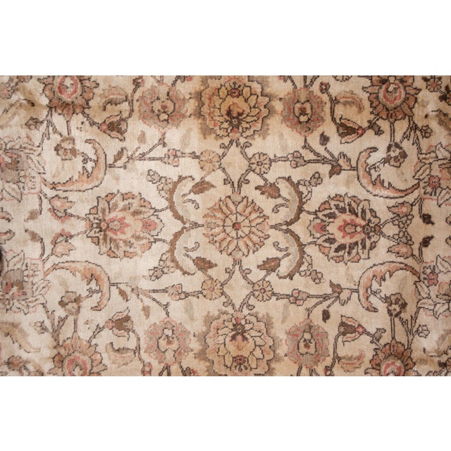 1950s Doris Leslie Blau Antique Tabriz Allover Floral Cream Beige Rug - c. 1920 For Sale - Image 5 of 7