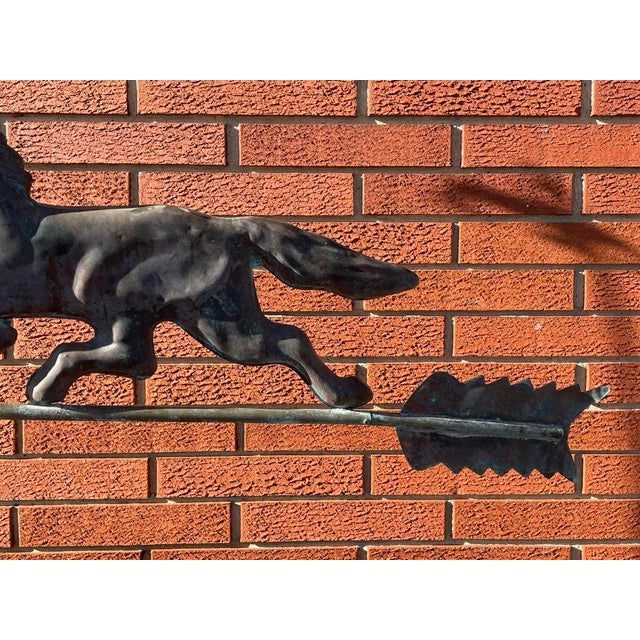 Early 20th Century Copper Horse Weathervane With Copper Ball and Milk Glass & Wood Stand For Sale - Image 4 of 14