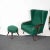 1950s Green Upholstered Wingback Chair with Ottoman For Sale - Image 12 of 13