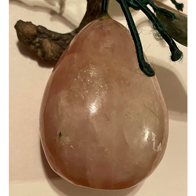 Asian Carved Rose Quartz Decorative Hard Stone Fruit Pear Shaped For Sale - Image 4 of 10