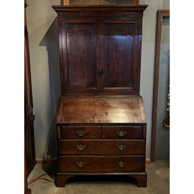 Wood 18th-Century Georgian Oak Bureau Bookcase For Sale - Image 7 of 13