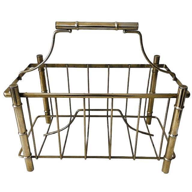 Vintage Hollywood Regency Newspaper Rack in Faux Bamboo, 1960s For Sale - Image 4 of 9