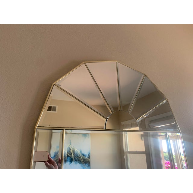 Glass Vintage 1980s Arched Wall Mirror With Beveled Glass Panes and Sunburst Top Design For Sale - Image 7 of 7