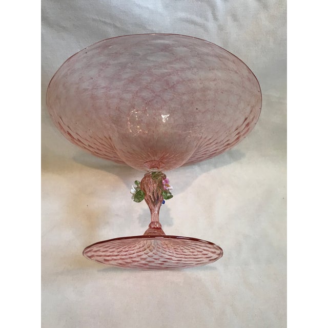 Pink 19th Century Hand Blown Pink Venetian Tazza For Sale - Image 8 of 12