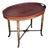 Antique Red Tole Tray Side Table on Mahogany Fan Bamboo Stand For Sale
