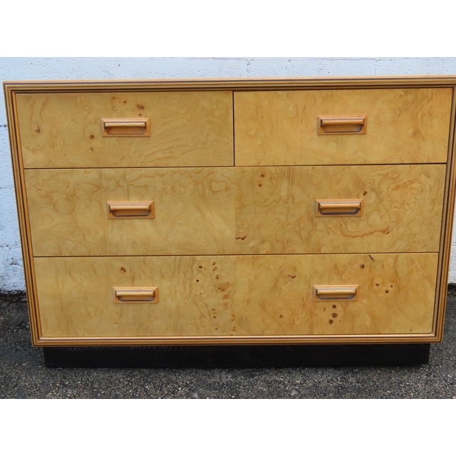 Henredon Scene Two Mid Century Modern Burlwood Inlay Dresser 6345 For Sale - Image 10 of 18