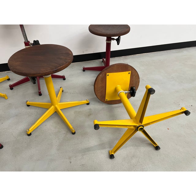 Red French School Stools, 1950s, Set of 6 For Sale - Image 8 of 14