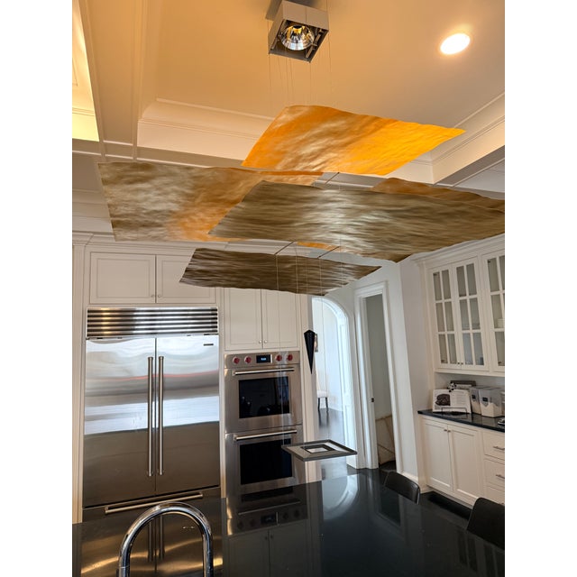 Japanese 1990s Ingo Maurer Oh Mei Ma Gold Leaf Pendant Light For Sale - Image 3 of 4