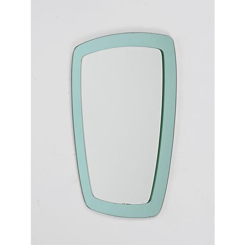 Vintage Rectangular Turquoise Beveled Mirror by Cristal Art, Italy, 1960s For Sale - Image 11 of 16