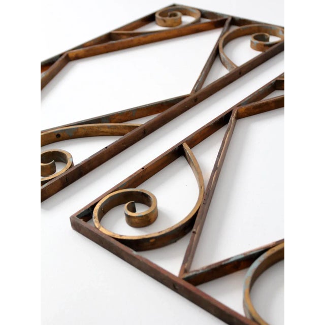 Early 20th Century Antique Brass Architecural Panels - A Pair For Sale - Image 5 of 11