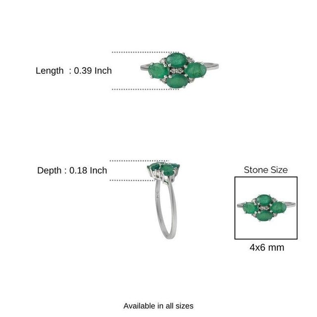 1.9ct Emerald and Diamond Cluster Ring for Women in 925 Silver, Size 8.5 For Sale - Image 11 of 14