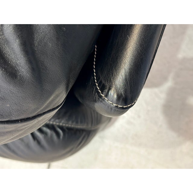 Piumotto Armchairs in Black Leather by Arrigo Arrigoni for Busnelli, 1970s, Set of 2 For Sale - Image 11 of 15