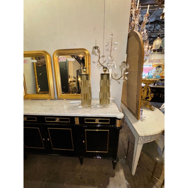 Modern Pair of Murano Modernist Matte Gold Lamps For Sale - Image 3 of 5