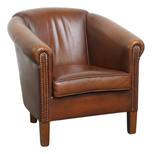 Club Chair in Brown Cowhide Leather