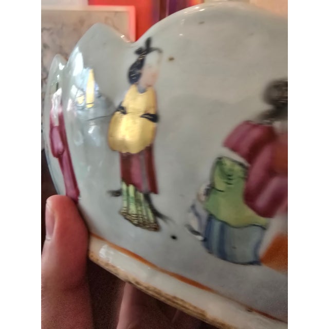 Antique Chinese Porcelain Large Rose Medallion Bowl For Sale - Image 10 of 12