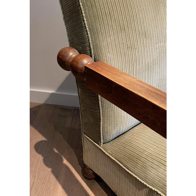 1950s Circa 1950s Wood & Velvet Brutalist Armchair For Sale - Image 5 of 12