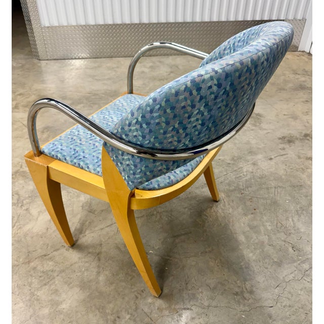 Mid-Century Modern Late 20th Century Set of 4 Mitchell Pickard for Brueton Chrome and Wood Willow Chairs For Sale - Image 3 of 10