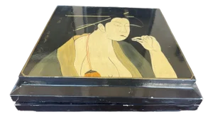 Vintage Japanese Lacquer Box Portable Writing Desk With Rice Paper Lining