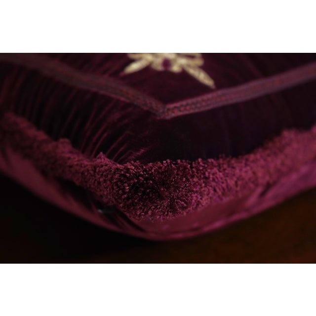 Set of 3 Crewelwork on Velvet Down Accent Pillows For Sale - Image 9 of 11