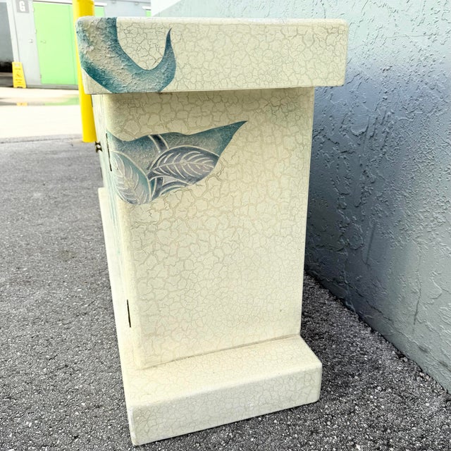 Cream Vintage Hand Painted Crackle Finished Cream Teal and Pink Credenza For Sale - Image 8 of 12