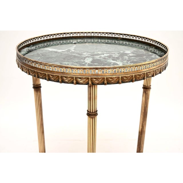 Metal Vintage French Brass and Marble Occasional Side Table, 1950 For Sale - Image 7 of 9