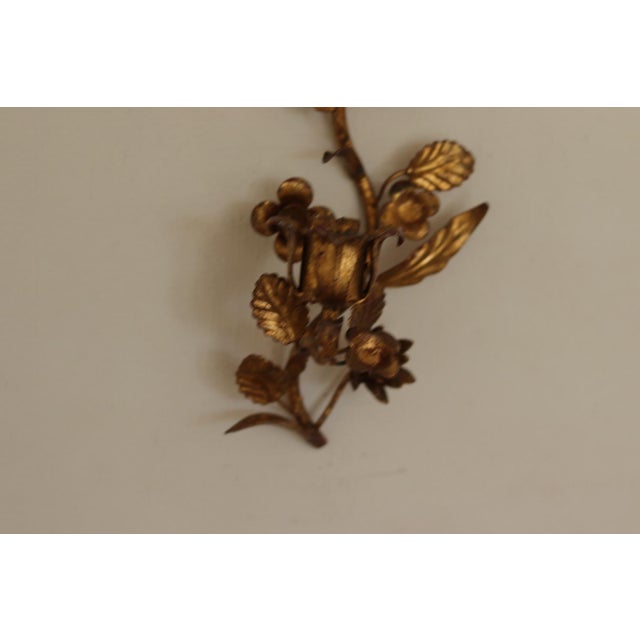 Mid-Century Italian Gilded Metal Sconces, Set of 2 For Sale - Image 4 of 17
