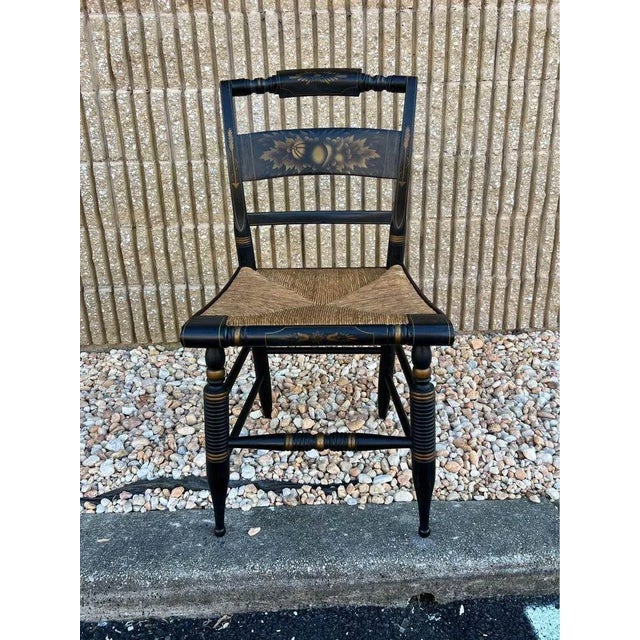 Mid 20th Century Pair Vintage Hitchcock Rush Seat Side Chairs For Sale In Washington DC - Image 6 of 12