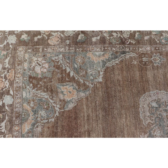 Textile Vintage Turkish Kars Rug With Floral Medallion in Camel, Tan, Taupe and Grey For Sale - Image 7 of 12