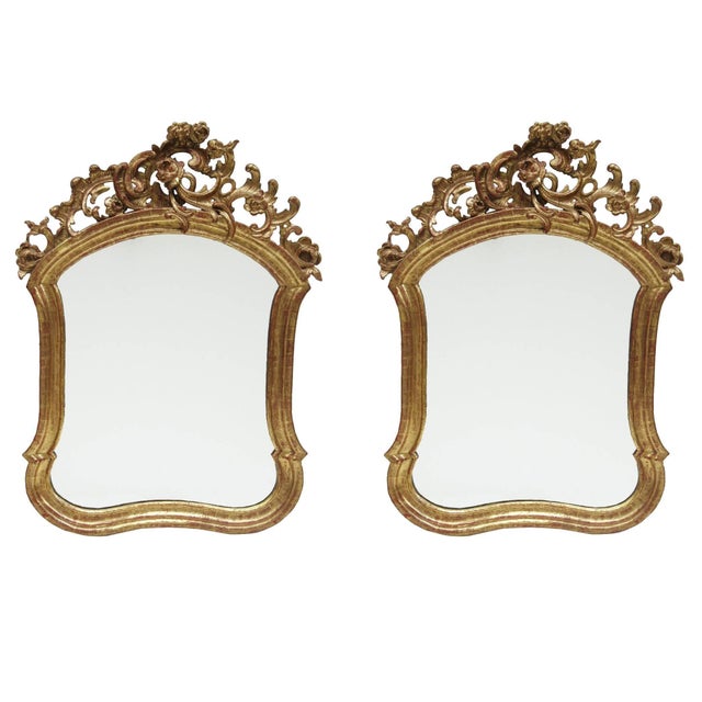 18th Century Fine Pair of Baroque Giltwood Mirrors For Sale - Image 10 of 18
