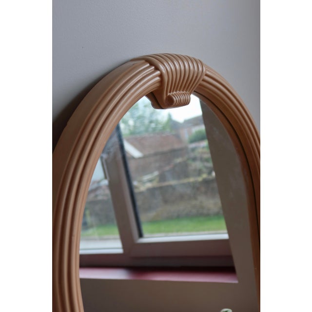 Art Deco Style Powder Pink Arched Wall Mirror with Moulded Frame, 1980s For Sale - Image 6 of 9