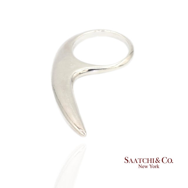 Contemporary Jovana Djuric Hand-Carved Sterling Silver (950) Large Slice Ring, Size 9.5 For Sale - Image 3 of 8