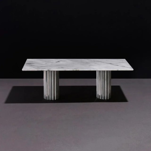 Not Yet Made - Made To Order Doris White Carrara Marble Rectangular Dining Table by Fred and Juul For Sale - Image 5 of 6