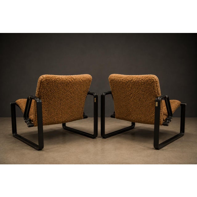Pair of Brazilian Modern Lounge Chairs in Camel Shearling & Darkened Brass Steel, Brazil, C. 1970s For Sale - Image 9 of 16