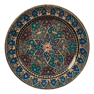Handmade Inlaid Copper Tray For Sale