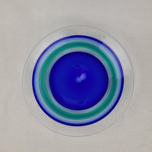 Mid 20th Century Orrefors Olle Alberius Blue Green Art Glass Bowl Signed MCM For Sale - Image 5 of 10