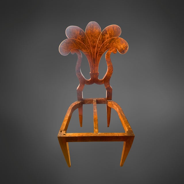 Wood Antique Viennese Fan Chairs in Walnut Veneer with Lemon Band Inlays, Austria, 1830, Set of 6 For Sale - Image 7 of 13