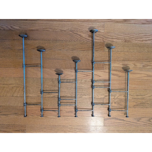 Brutalist Extendable Wrought Iron Brutalist Candelabra For Sale - Image 3 of 8
