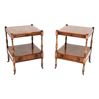 Vintage Georgian Yew Wood Side Tables, 1950, Set of 2 For Sale