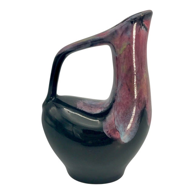 Mid-Century California Pottery Modern Drip Glaze Pitcher For Sale