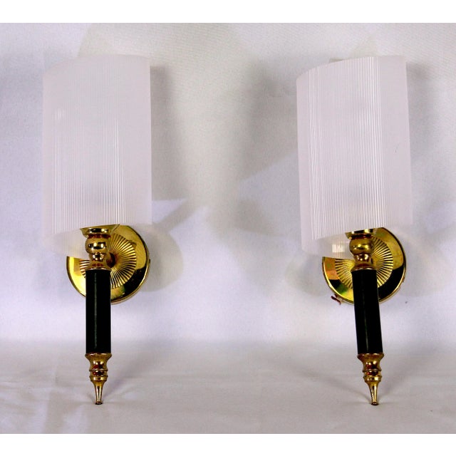 Maison Arlus Black & Brass Sconces, France Mid 20th Century - a Pair For Sale - Image 6 of 6