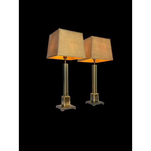 Architectural Brass Geometric Table Lamps from Kullmann, 1970s, Set of 2 For Sale - Image 4 of 11